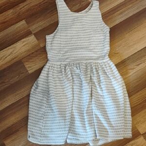 Frenchi Chic Gray and White Textured Knit Dress With Striping Details Casual